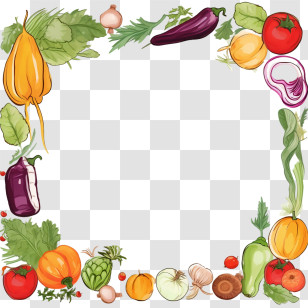 World Food Day
 - Vegetable-Themed Illustrated Border Frame Transparent PNG