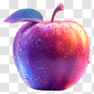 Red Apple - Colorful Gradient Apple With Droplets Transparent PNG