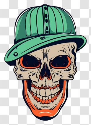 Human Skull - Illustration Of A Skull Wearing A Cap Transparent PNG
