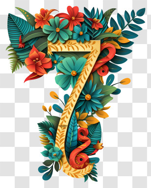 Number 7 - Floral Number 7 Illustration Transparent PNG