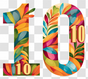 Number 10 - Colorful Number 10 Transparent PNG