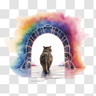 Rainbow Bridge Remembrance Day - Cat Walking Through Rainbow Arch Transparent PNG