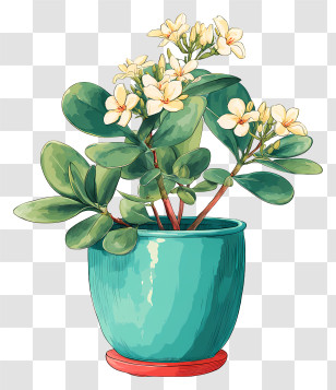 Potted Jade Flower - Potted Plant With Blooming Flowers Transparent PNG