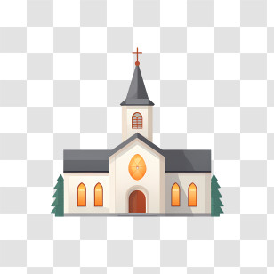 Church - Modern Church Building With Illuminated Windows Transparent PNG