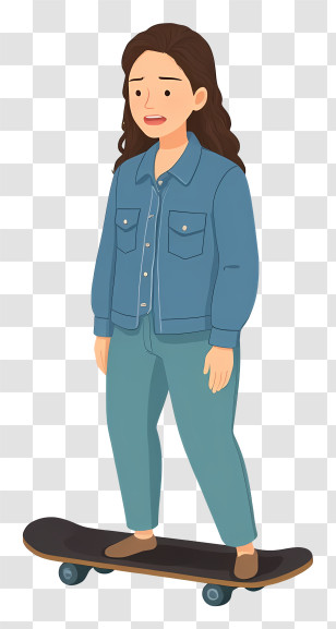 Grandma Playing Skateboard - Woman Skateboarding In Denim Jacket Transparent PNG