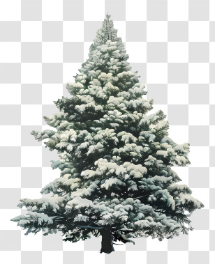 Fir Tree - Snowy Pine Tree With Winter Decoration Transparent PNG