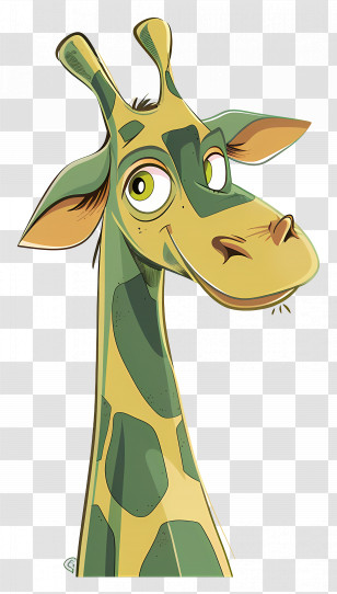 Cartoon Giraffe - Cartoon Giraffe Illustration With Cheerful Expression Transparent PNG