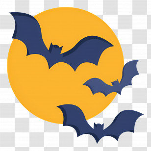 Halloween Moon - Bats Flying In Front Of The Moon Transparent PNG