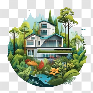 Eco House - Modern Eco House In Nature Transparent PNG