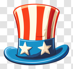 Uncle Sam Hat - Patriotic Top Hat With Stars Transparent PNG