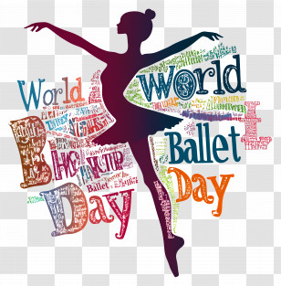 World Ballet Day - Typography Ballet Dancer For World Ballet Day Transparent PNG