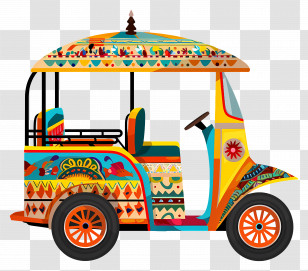 Indian Tuk Tuk - Decorated Colorful Tuk-Tuk Vehicle Transparent PNG