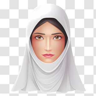 Woman With Veil - Illustration Of Woman In White Hijab Transparent PNG