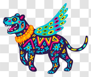 Mexican Dog - Colorful Winged Alebrije Dog Transparent PNG
