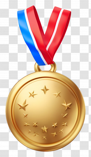 Gold Medal With Ribbon - Gold Medal With Ribbon For Achievements Transparent PNG