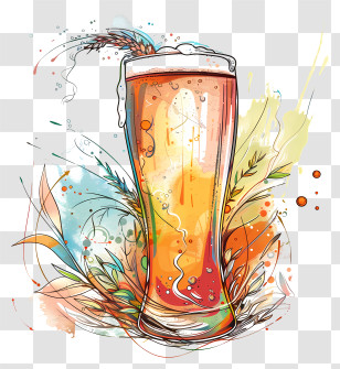 Homebrew Day - Beer Glass With Foam And Wheat Transparent PNG