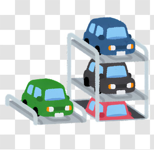 Car Parking - Stacked Cars In Multilevel Parking Transparent PNG