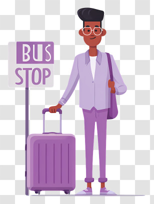 Businessman Waiting Bus - Traveler At Bus Stop Illustration Transparent PNG