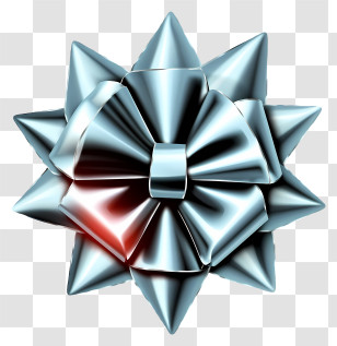 Metallic Blue Ribbon - Shiny Silver Bow Transparent PNG