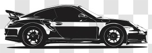 Porsche Silhouette - High-End Black Sports Car Illustration Transparent PNG