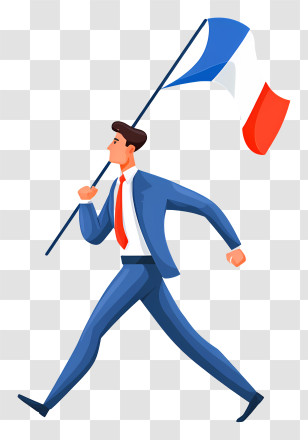 Businessman Holding Flag - Man Marching With Flag Transparent PNG