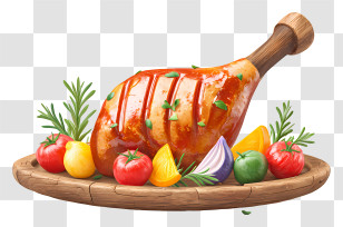 Glazed Turkey Leg - Glazed Roast Ham Platter Transparent PNG