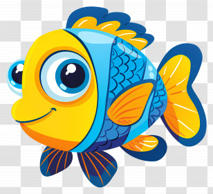 Cartoon Fish - Cartoon Fish With Yellow And Blue Colors Transparent PNG
