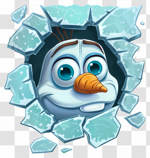 Frozen Olaf - Snowman Cartoon Breaking Through Ice Transparent PNG