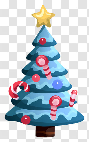 Christmas Tree - Decorated Christmas Tree With Ornaments And Star Transparent PNG
