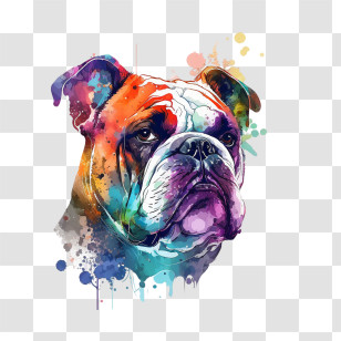 Bulldog Head
 - Colorful Bulldog Illustration In Watercolor Style Transparent PNG