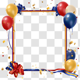 Birthday Party Frame - Colorful Balloon Party Frame With Decorations Transparent PNG