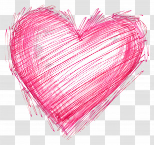 Pink Heart - Scribbled Red Heart Illustration Transparent PNG