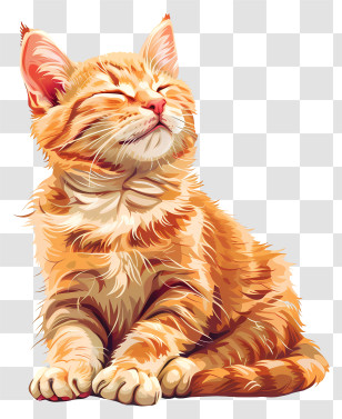 Ginger Cat - Smiling Orange Tabby Cat Sitting Calmly Transparent PNG