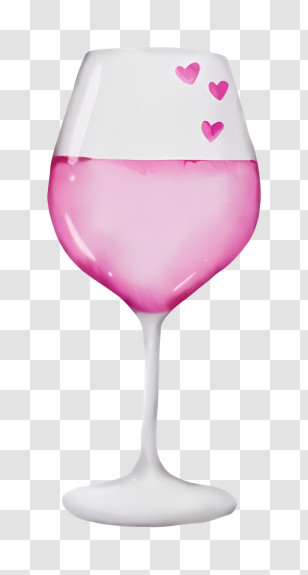Red Wine - Pink Drink With Hearts In Glass Transparent PNG