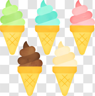 Icon - Colorful Ice Cream Cones With Multiple Flavors Transparent PNG