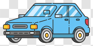Blue Car - Cartoon Blue Car Illustration Transparent PNG