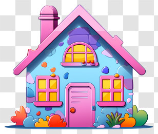 House Facade - Colorful Cute House Illustration Transparent PNG