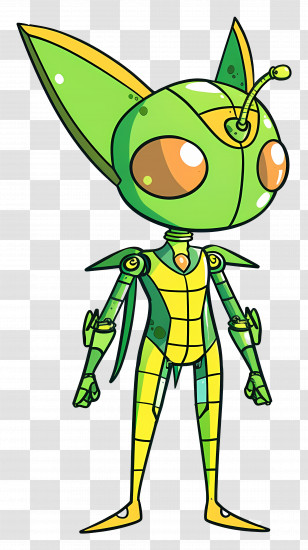 Cartoon People - Futuristic Green Robot Transparent PNG