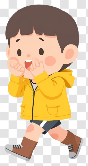 Running Woman - Child In Yellow Raincoat On Rainy Day Transparent PNG