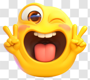 Anime Silly Face - Funny Emoji With Peace Sign Transparent PNG