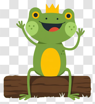 Cartoon Frog - Green Frog With Crown Transparent PNG