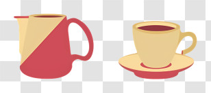 Coffee - Red And Beige Teapot And Cup Set For Tea Transparent PNG