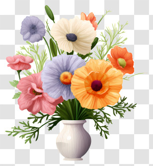 Vase Of Flowers - Vase Of Vibrant Flowers Illustration Transparent PNG