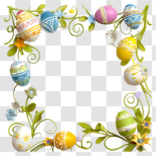 Easter Frame - Floral Easter Egg Border Decoration Transparent PNG