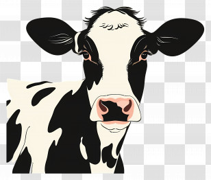 Cute Cow - Illustration Of Cow Face With Black And White Patterns Transparent PNG