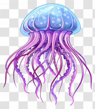 Jellyfish - Blue And Purple Jellyfish Illustration Transparent PNG