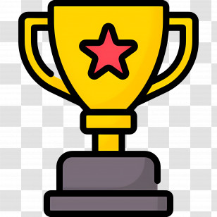 Trophy Cup - Golden Trophy With A Star For Champions Transparent PNG