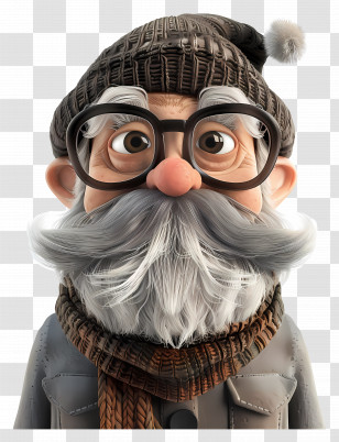 3d Old Man Avatar - Cartoon Character Illustration Of An Elderly Man Transparent PNG