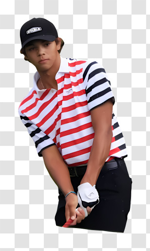 Charlie Woods - Striped Golf Shirt For Sports Enthusiast Transparent PNG