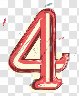 Number 4 - Red Number 4 Illustration Transparent PNG